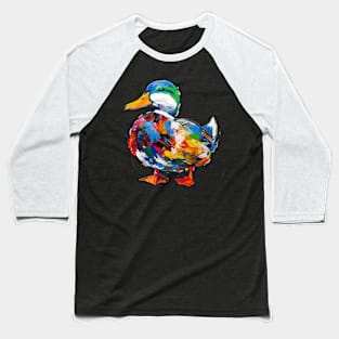 Duck Colorful Pop Art Design Animal Lover Gift Idea Baseball T-Shirt